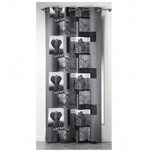 Rideau à oeillets - 140 x 260 cm - polyester - imprimé vie sauvage -