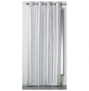 Rideau à oeillets - 140 x 260 cm - shantung - steel - blanc