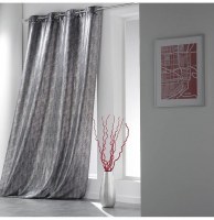 Rideau à oeillets - 140 x 260 cm - shantung - steel - noir