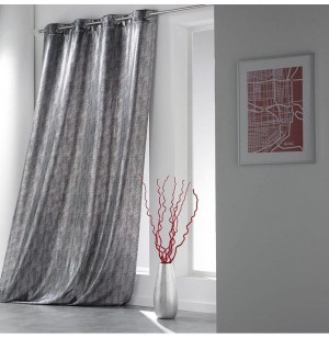 Rideau à oeillets - 140 x 260 cm - shantung - steel - noir