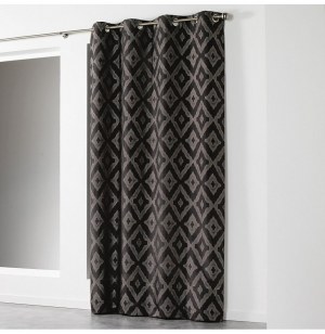 Rideau à oeillets - 140 x 260 cm - shantung lenox - noir