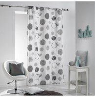 Rideau à oeillets 100% coton - 140 x 280 cm - imprimé romy - gris