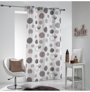 Rideau à oeillets 100% coton - 140 x 280 cm - imprimé romy - naturel