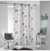 Rideau à oeillets 100% coton - 140 x 280 cm - imprimé romy - rose/me