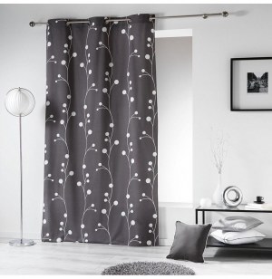 Rideau à oeillets 100% coton - 140 x 280 cm - imprimé solo - naturel