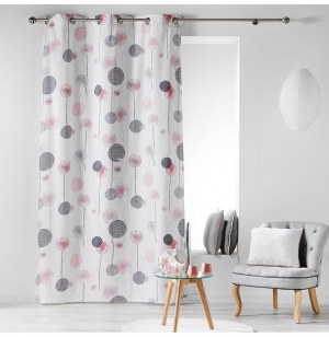 Rideau à oeillets 100% coton - 140 x 280 cm - imprimé tina rose