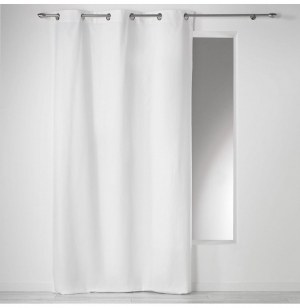 Rideau à oeillets 100% coton - 140 x 280 cm - panama - uni blanc