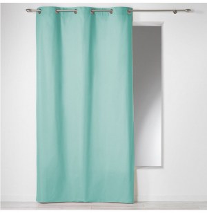 Rideau à oeillets 100% coton - 140 x 280 cm - panama - uni menthe