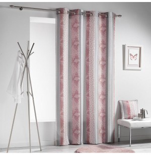 Rideau à oeillets - 140 x 280 cm - polyester - serpentine - rose