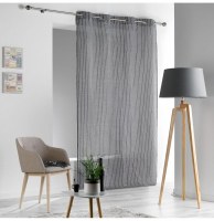 Rideau à oeillets - 140 x 280 cm - tissé et rayé - sofiane - anthra