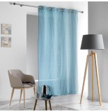 Rideau à oeillets - 140 x 280 cm - tissé et rayé - sofiane - bleu