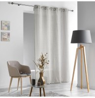 Rideau à oeillets - 140 x 280 cm - tissé et rayé - sofiane - taupe