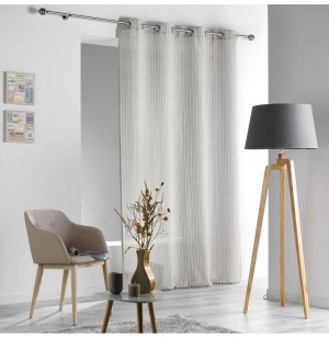 Rideau à oeillets - 140 x 280 cm - tissé et rayé - sofiane - taupe