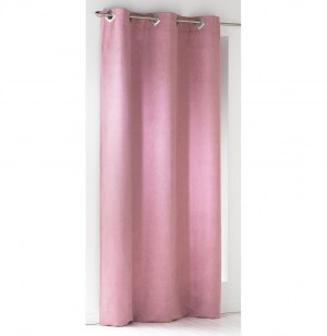 Rideau à oeillets carrés - 140 x 240 cm - suédine - rose
