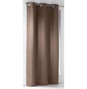 Rideau à oeillets carrés - 140 x 240 cm - suédine - taupe