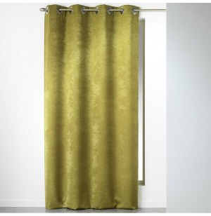 Rideau à oeillets carrés - 140 x 240 cm - velours - cabaret - kaki