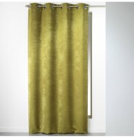 Rideau à oeillets carrés - 140 x 240 cm - velours - cabaret - kaki