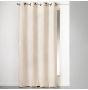 Rideau à oeillets carrés - 140 x 240 cm - velours - cabaret - nature