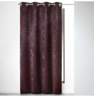 Rideau à oeillets carrés - 140 x 240 cm - velours - cabaret - prune