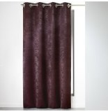 Rideau à oeillets carrés - 140 x 240 cm - velours - cabaret - prune