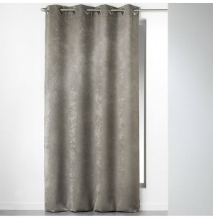 Rideau à oeillets carrés - 140 x 240 cm - velours - cabaret - taupe