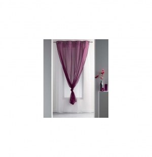 Voilage à oeillets double - 140 x 240 cm - cassis/blanc