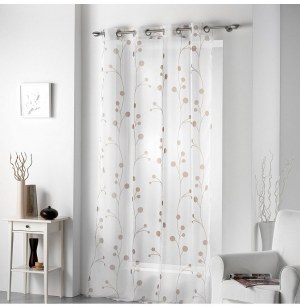 Voilage à oeillets - 140 x 240 cm - clochettes - taupe