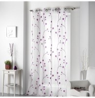 Voilage à oeillets - 140 x 240 cm - clochettes - prune