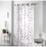 Voilage à oeillets - 140 x 240 cm - clochettes - prune