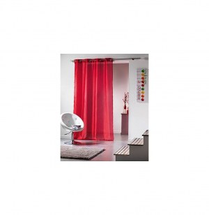 Voilage à oeillets - 140 x 260 cm - taffetas - rouge