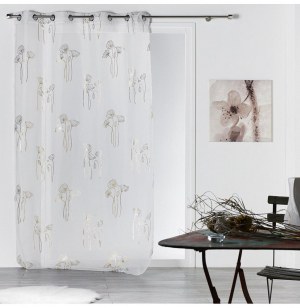 Voilage à oeillets - 140 x 240 cm - bianca - argent