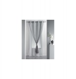 Voilage à oeillets double - 140 x 260 cm - duni - gris/blanc