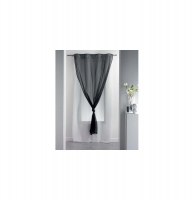 Voilage à oeillets double - 140 x 260 cm - duni - noir/blanc