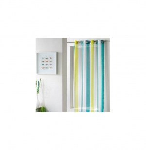 Voilage à oeillets - 140 x 240 cm - riviera - blanc/bleu