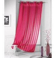 Voilage à oeillets rayé - 140 x 240 cm - malta - fuchsia