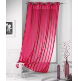 Voilage à oeillets rayé - 140 x 240 cm - malta - fuchsia