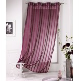 Voilage à oeillets rayé - 140 x 240 cm - malta - prune