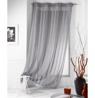 Voilage à oeillets rayé - 140 x 240 cm - malta - gris