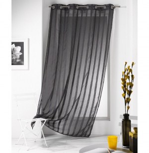 Voilage à oeillets rayé - 140 x 240 cm - malta - anthracite