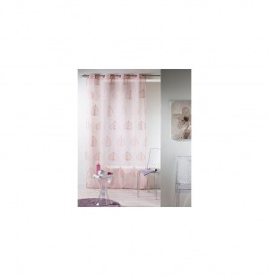 Voilage à oeillets brodé - 140 x 240 cm - palmy - rose dragée