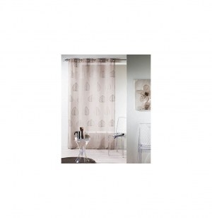 Voilage à oeillets brodé - 140 x 240 cm - palmy - taupe