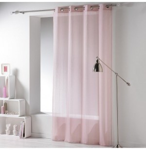 Voilage à oeillets tissé- 140 x 240 cm - tissia - rose dragée