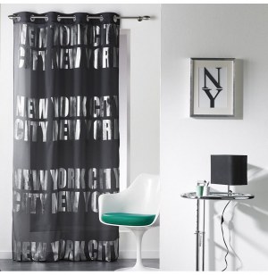 Voilage à oeillets - 140 x 240 cm - new york - noir