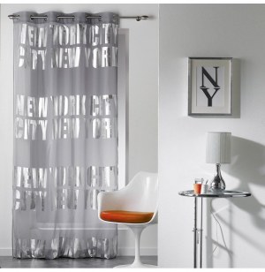 Voilage à oeillets - 140 x 240 cm - new york - gris