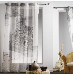 Voilage à oeillets - 140 x 260 cm - guépard