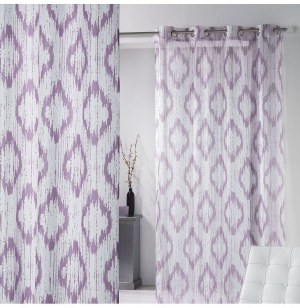 Voilage à oeillets - 140 x 240 cm - ikat - parme