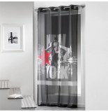 Voilage à oeillets - 140 x 260 cm - diva - noir et rouge