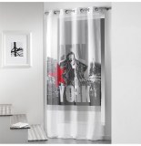 Voilage à oeillets - 140 x 260 cm - diva - blanc et rouge