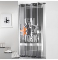 Voilage à oeillets - 140 x 260 cm - diva - anthracite et or