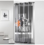 Voilage à oeillets - 140 x 260 cm - diva - anthracite et or